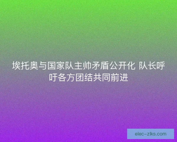 埃托奥与国家队主帅矛盾公开化 队长呼吁各方团结共同前进